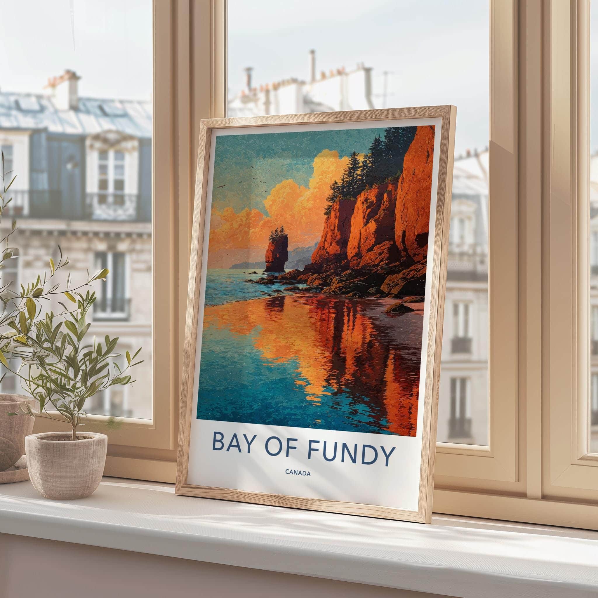 Bay of Fundy Poster - Canada Travel Art - Dramatic Cliff Sunset Wall Decor