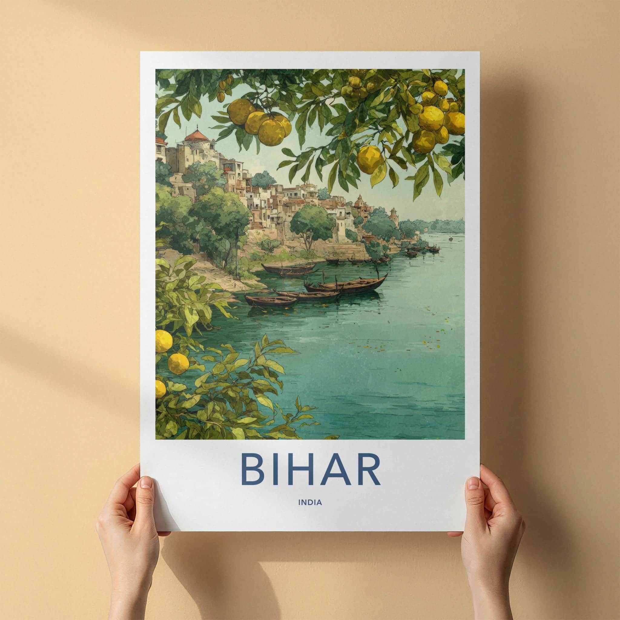 Bihar Poster - India Scenic Art - Bihar Citadel Riverboats Lounge Decor