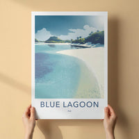 Blue Lagoon Poster - Fiji Wall Art - Pristine Tropical Shore Room Decor