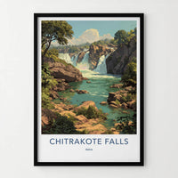 Chitrakote Falls Poster - India Travel Art - Chhattisgarh River Falls Home Decor
