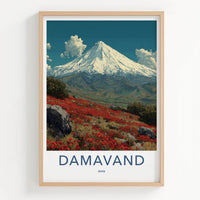 Damavand Poster - Iran Travel Art - Red Poppy Slopes Home Decor