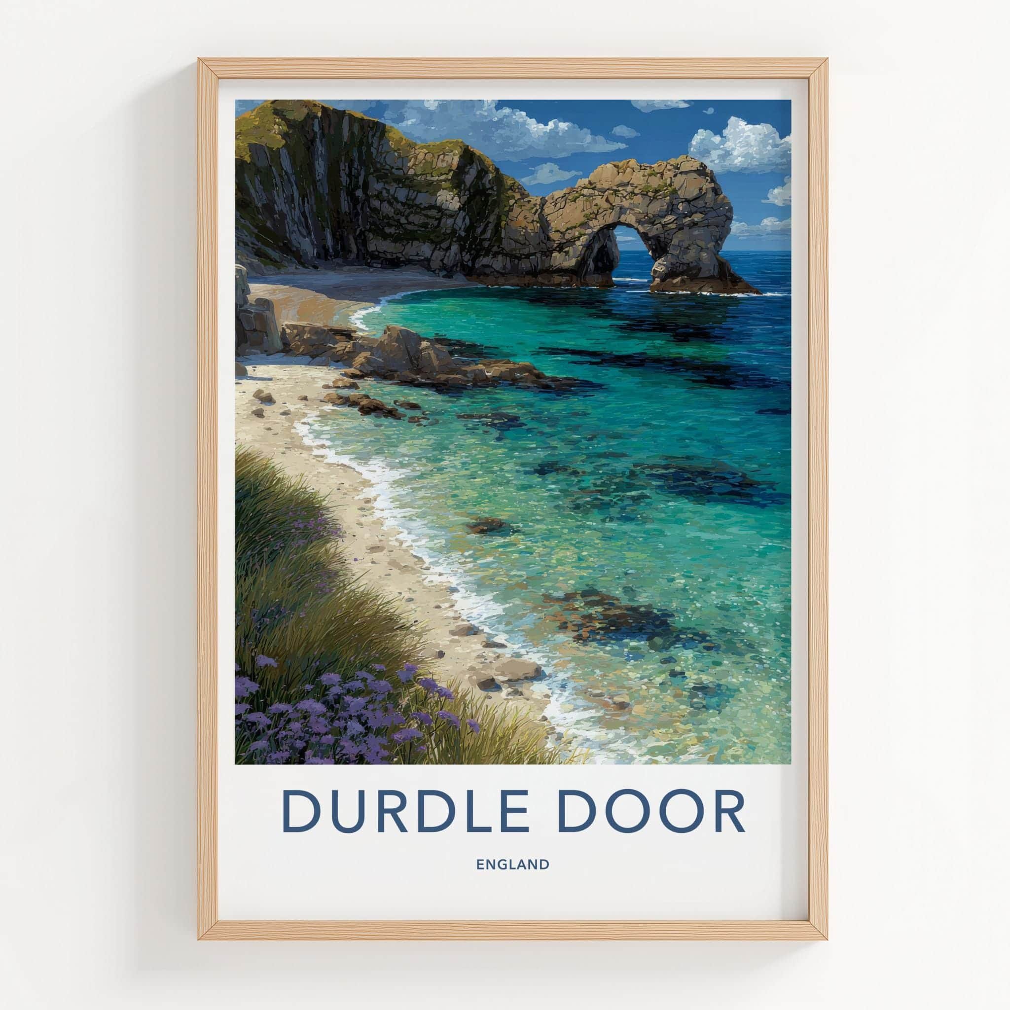 Durdle Door Poster - England Travel Print - Limestone Arch Beach Wall Decor