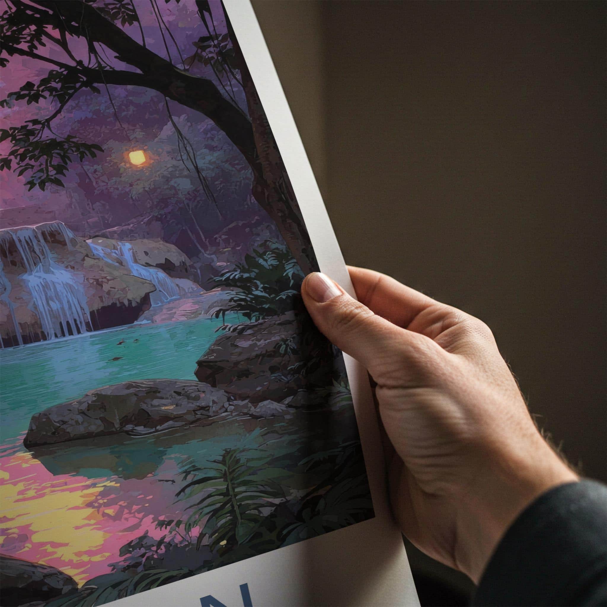 Erawan Poster - Thailand Scenic Art - Lush Tropical Glow Home Decor