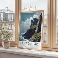 Fanad Head Poster - Ireland Travel Art - rugged ocean cliffs Home Decor