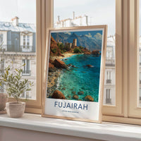 Fujairah Poster - United Arab Emirates Travel Art - Coastal Mountain Fort Wall Decor