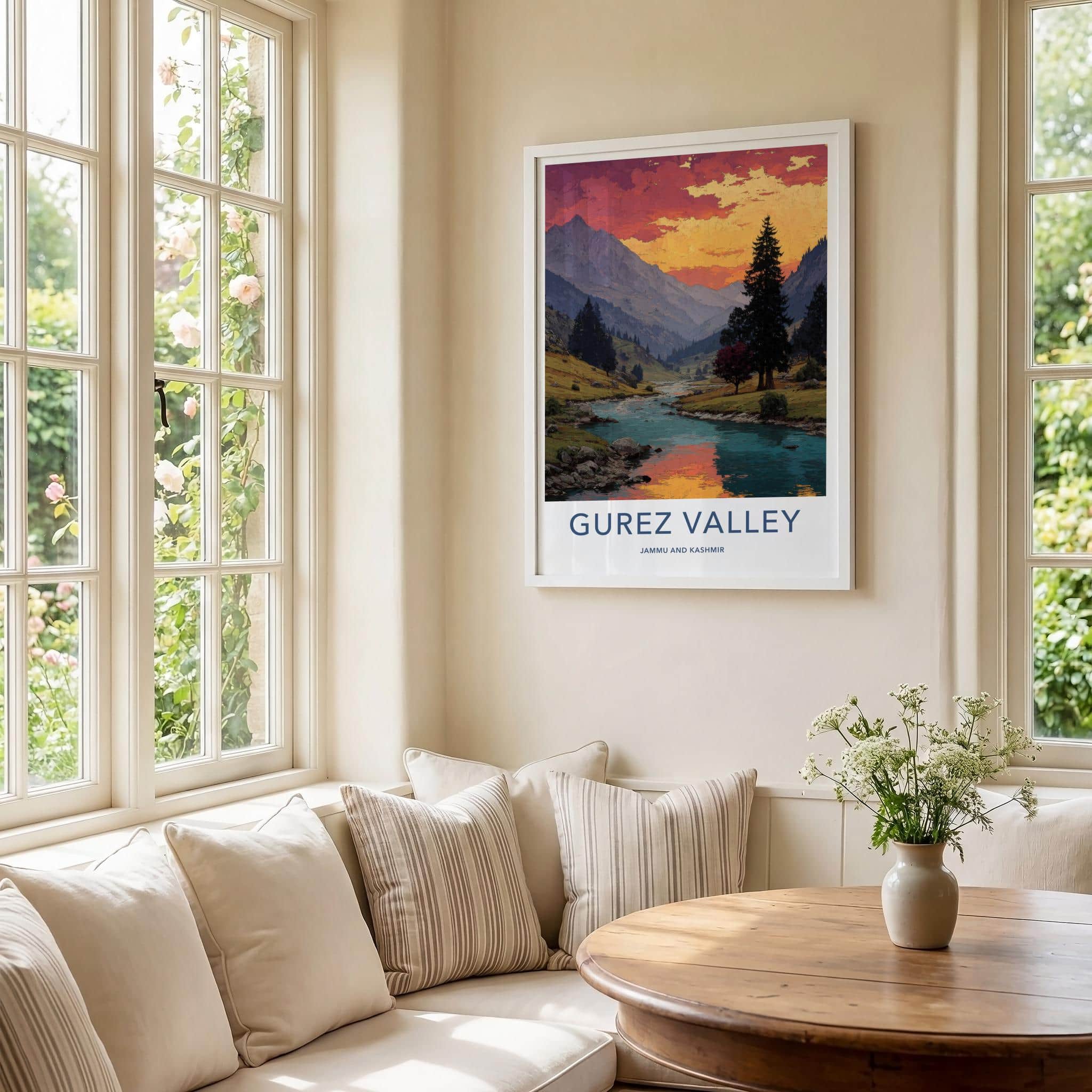 Gurez Valley Poster - India Fine Art - Jammu and Kashmir Red Sky River Gift