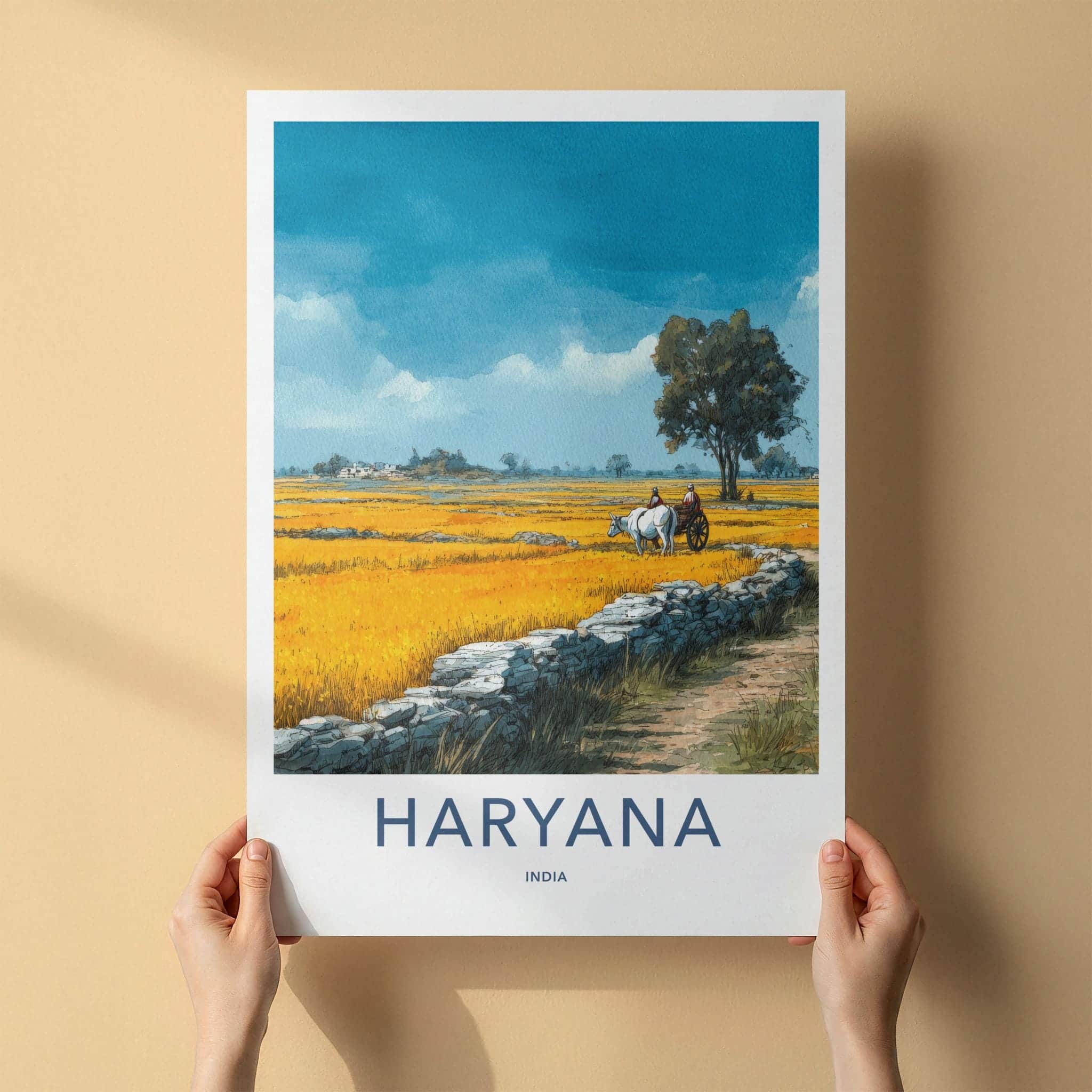 Haryana Poster - India Travel Art - Haryana Golden Fields Wall Decor
