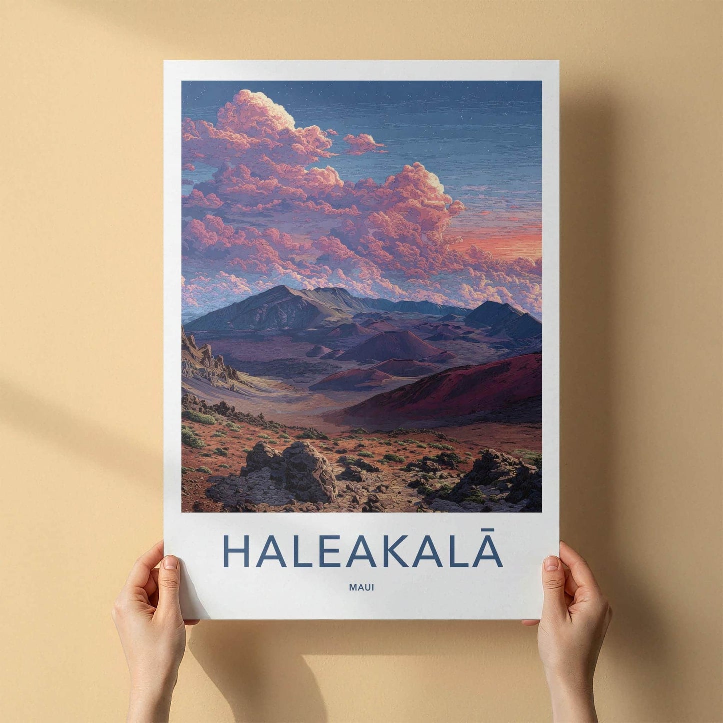 Haleakala Poster - Hawaii Wall Art - Sunset Cloudscape Craters Home Decor