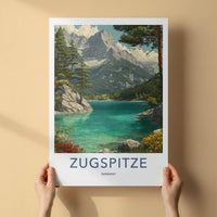Zugspitze Poster - Germany Travel Art - Majestic Mountain Lake Wall Decor