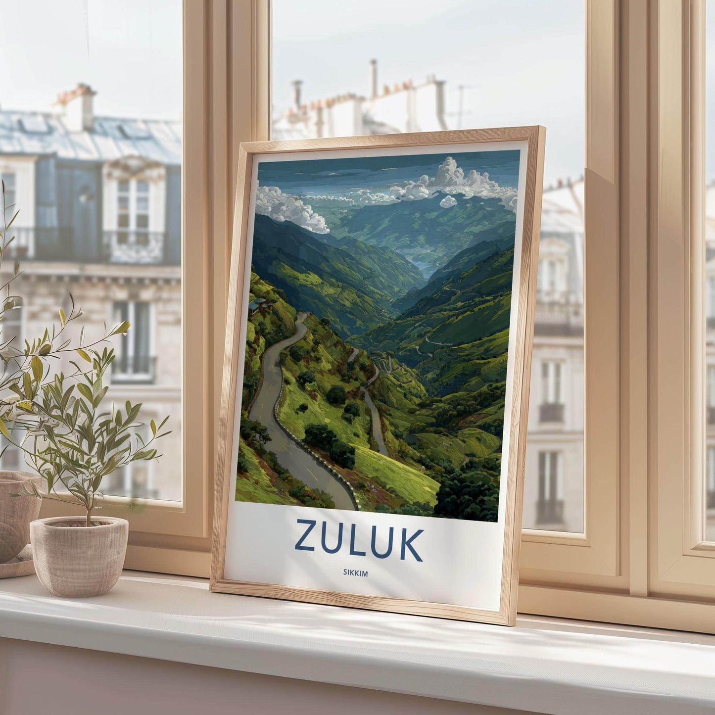 Zuluk Poster - India Travel Art - Sikkim Winding Mountain Roads Home Decor