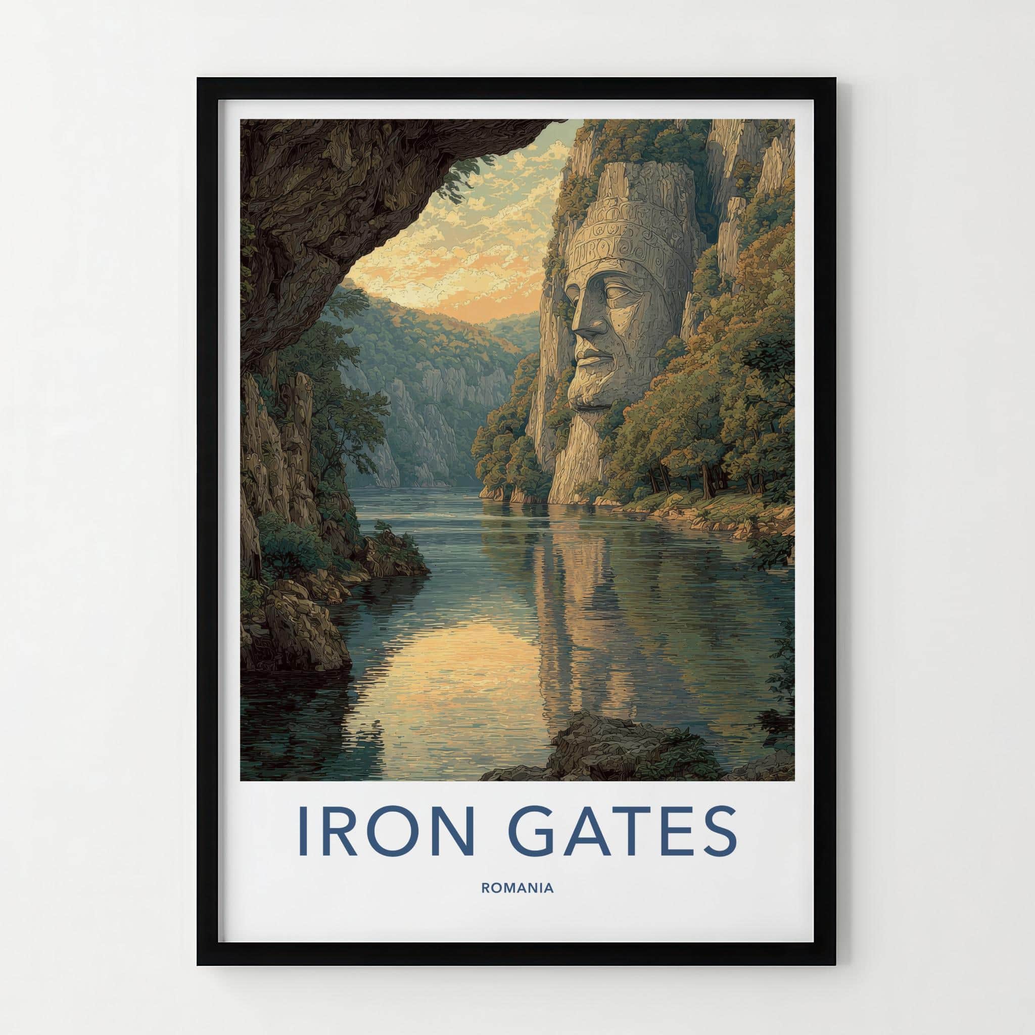 Iron Gates Poster - Romania Travel Art - Giant Rock Sculpture Home Decor