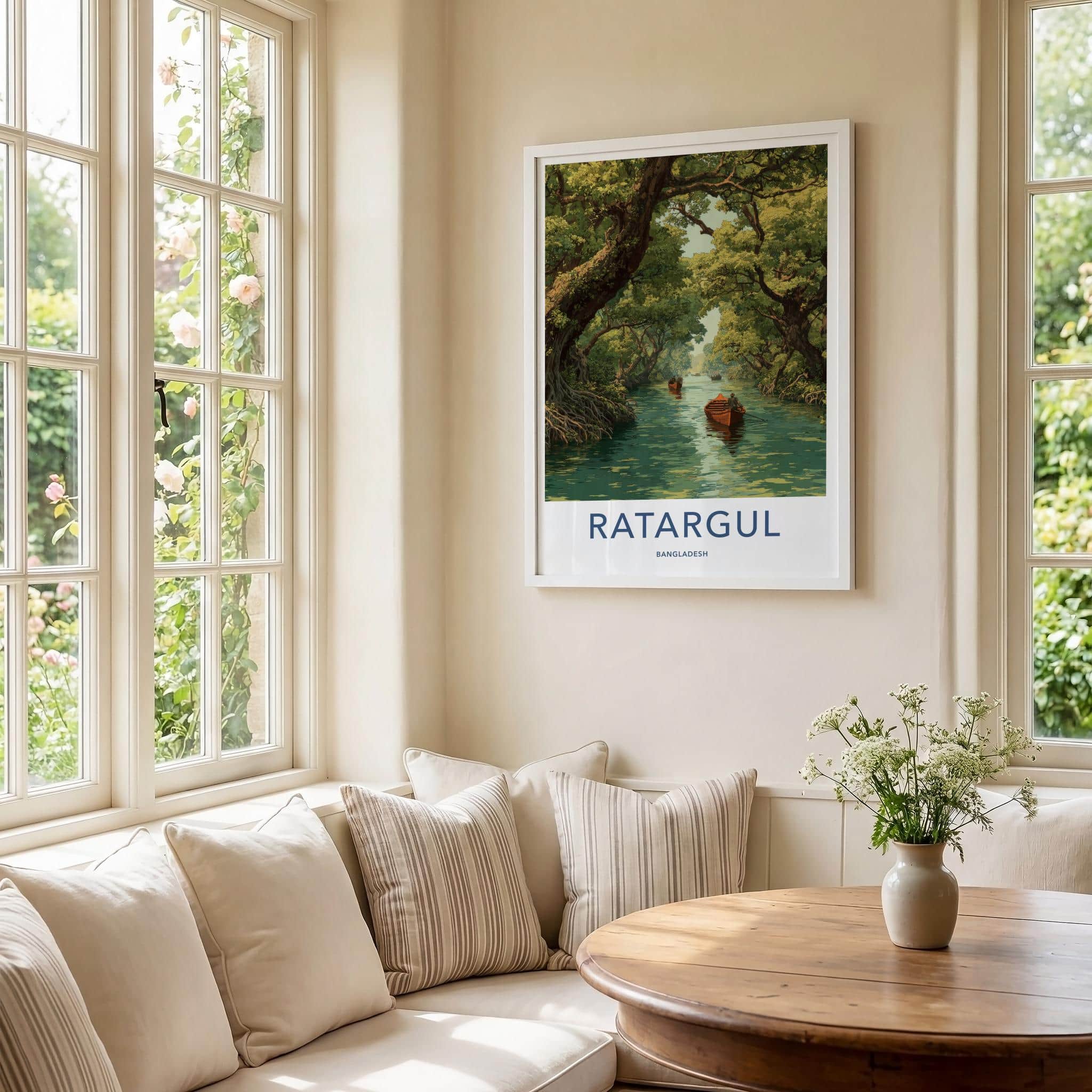 Ratargul Poster - Bangladesh Travel Art - Boats Mangrove Forest Home Decor