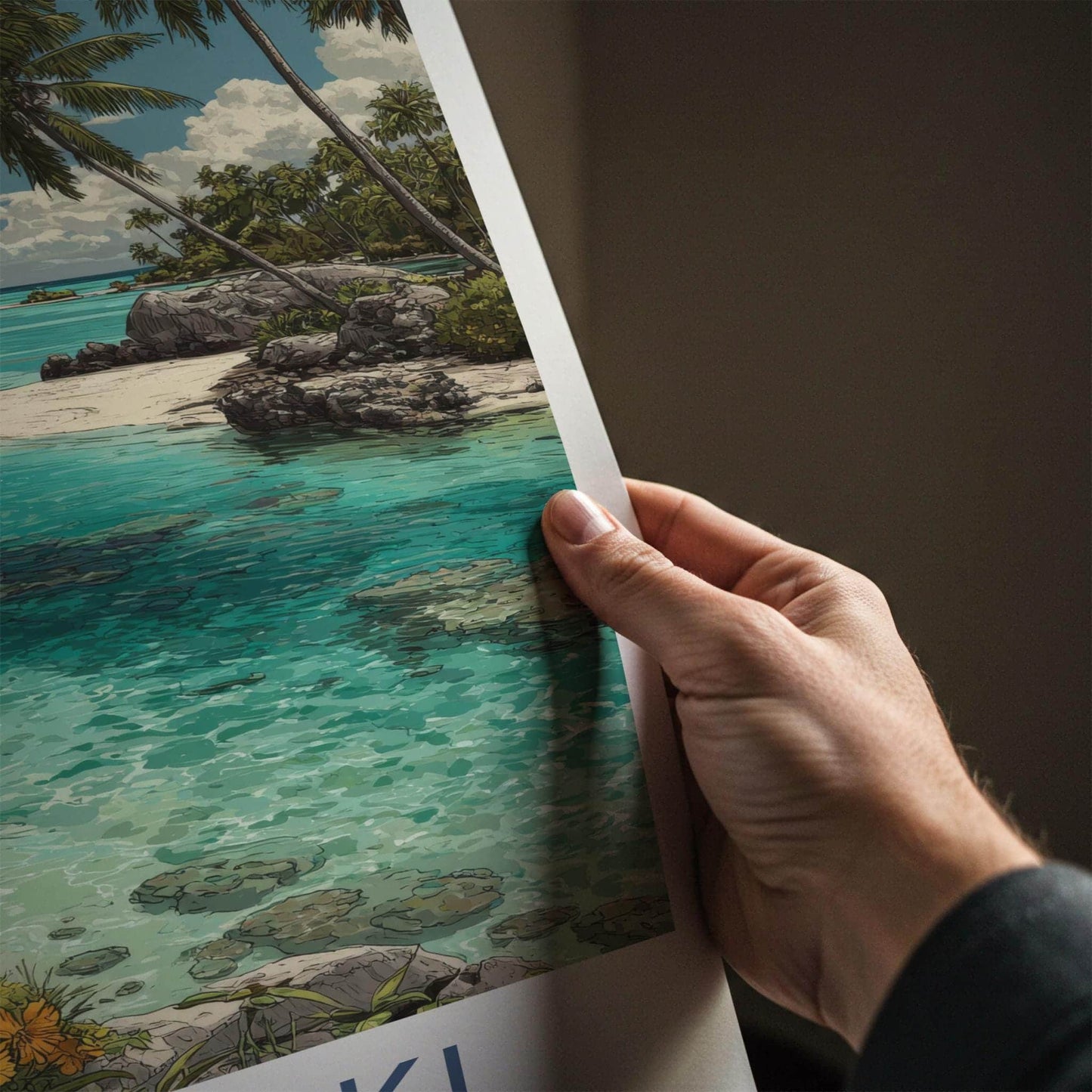 Aitutaki Poster - Cook Islands Travel Illustration - Turquoise Lagoon Wall Decor