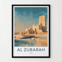 Al Zubarah Poster - Qatar Travel Illustration - Desert Fort Home Decor