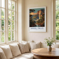 Angel Falls Poster - Venezuela Art Print - Cascading Jungle Falls Home Decor