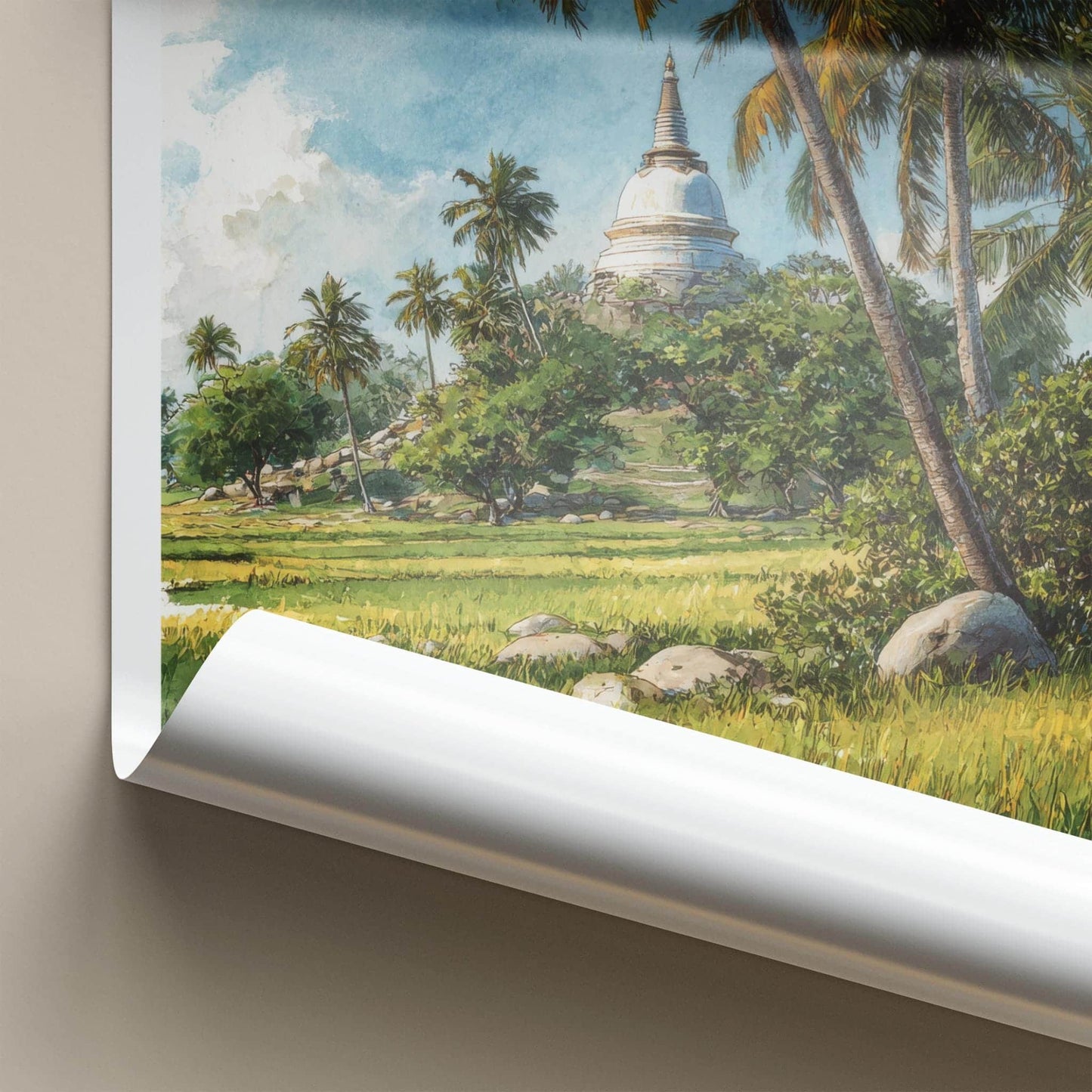 Anuradhapura Poster - Sri Lanka Travel Art - Ancient Stupa Palms Travel Decor