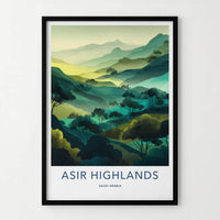 Asir Highlands Poster - Saudi Arabia Travel Art - Lush Green Valleys Wall Decor