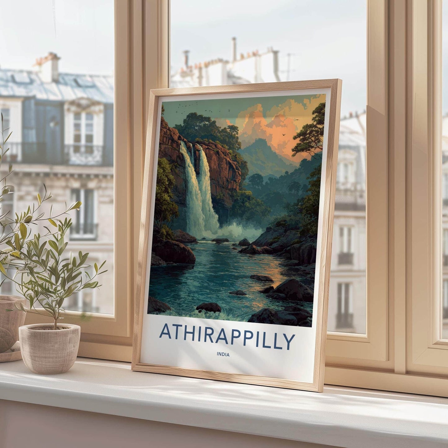 Athirappilly Poster - India Scenic Art - Lush Jungle Falls Room Decor