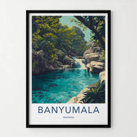 Banyumala Poster - Indonesia Scenic Art - Lush Tropical Cascade Room Decor