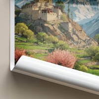 Baltit Fort Poster - Pakistan Travel Print - mountain spring blossoms Wall Decor