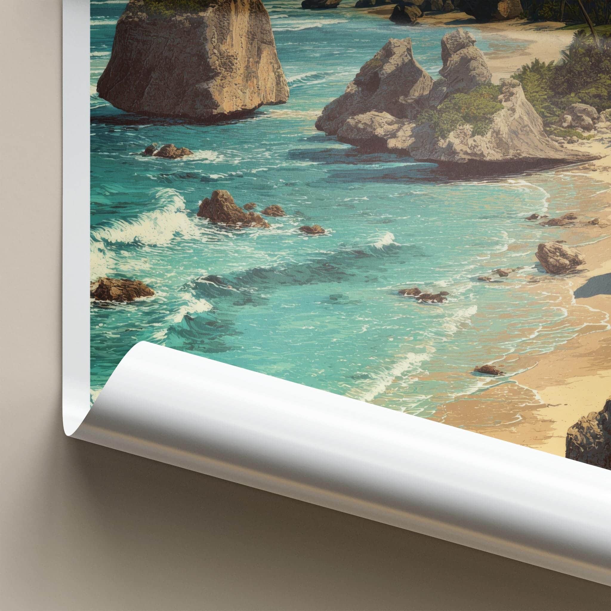 Bathsheba Poster - Barbados Travel Art - Dramatic Rock Formations Wall Decor