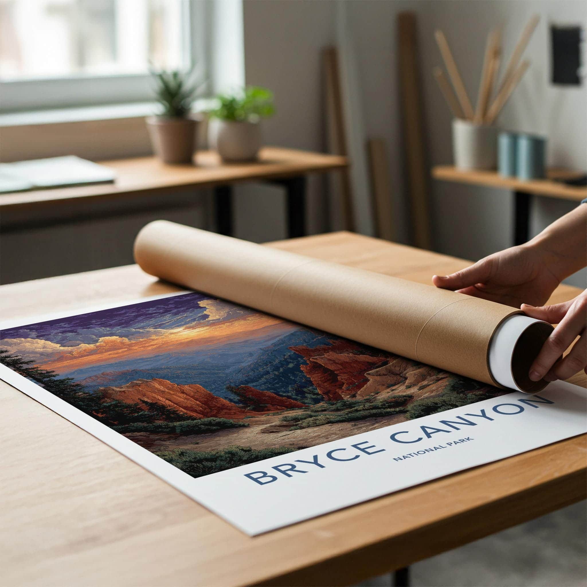Bryce Canyon Poster - Utah Art Print - Sunset Hoodoo Vista Wall Decor