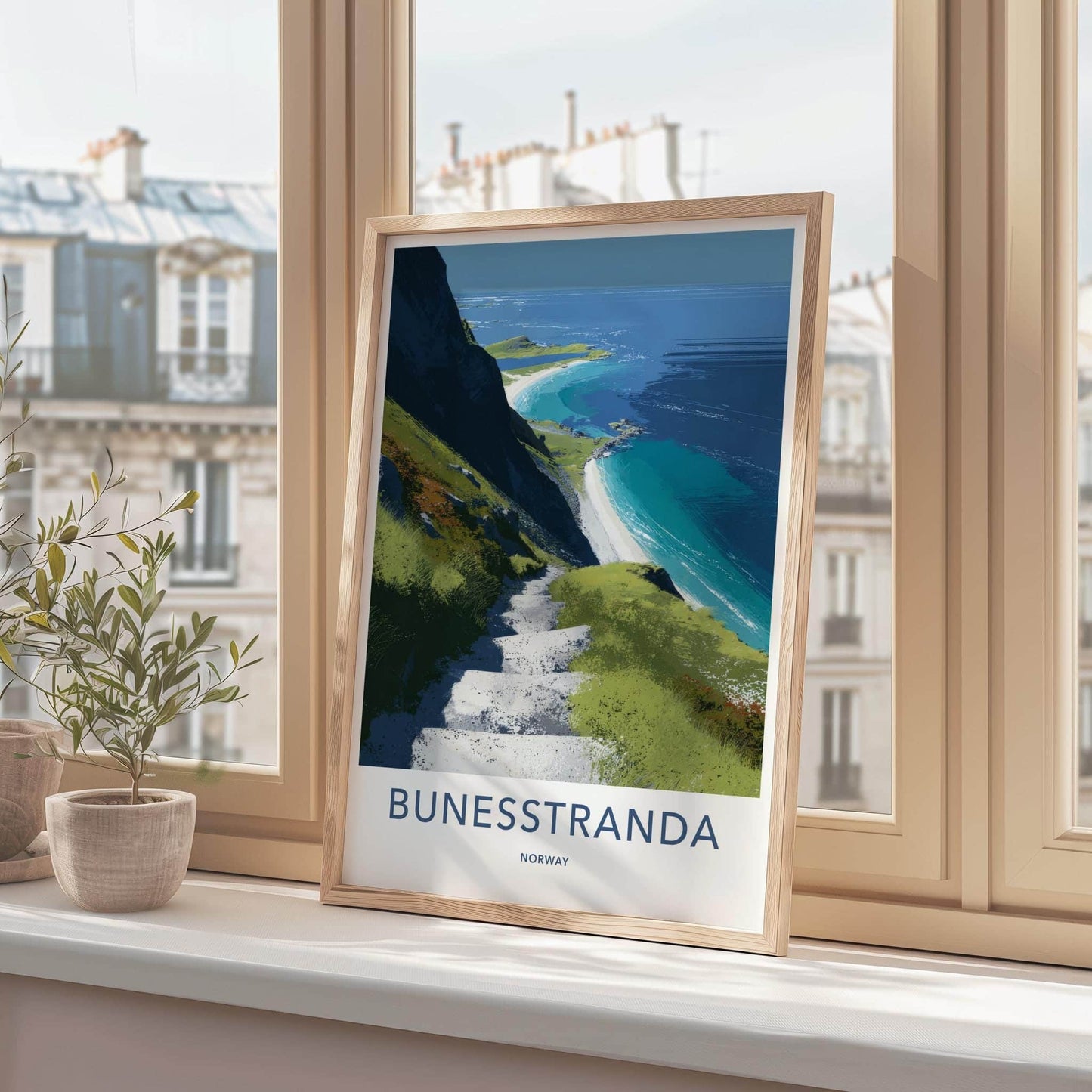 Bunessstranda Poster - Norway Scenic Art - Winding Path Beach Home Decor