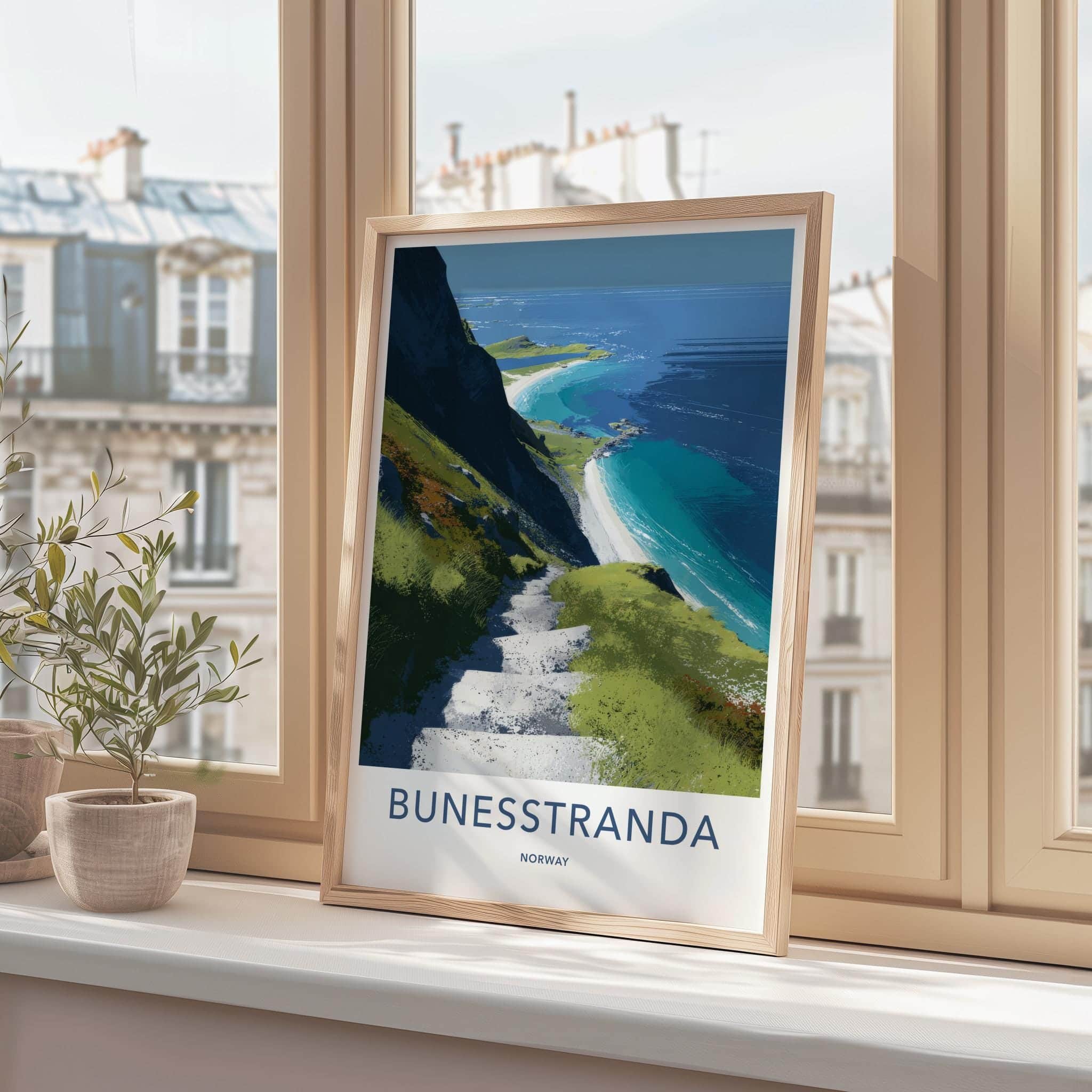Bunessstranda Poster - Norway Scenic Art - Winding Path Beach Home Decor
