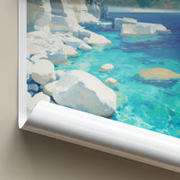 Cala Bianca Poster - Italy Travel Art - White Cliffs Azure Home Decor