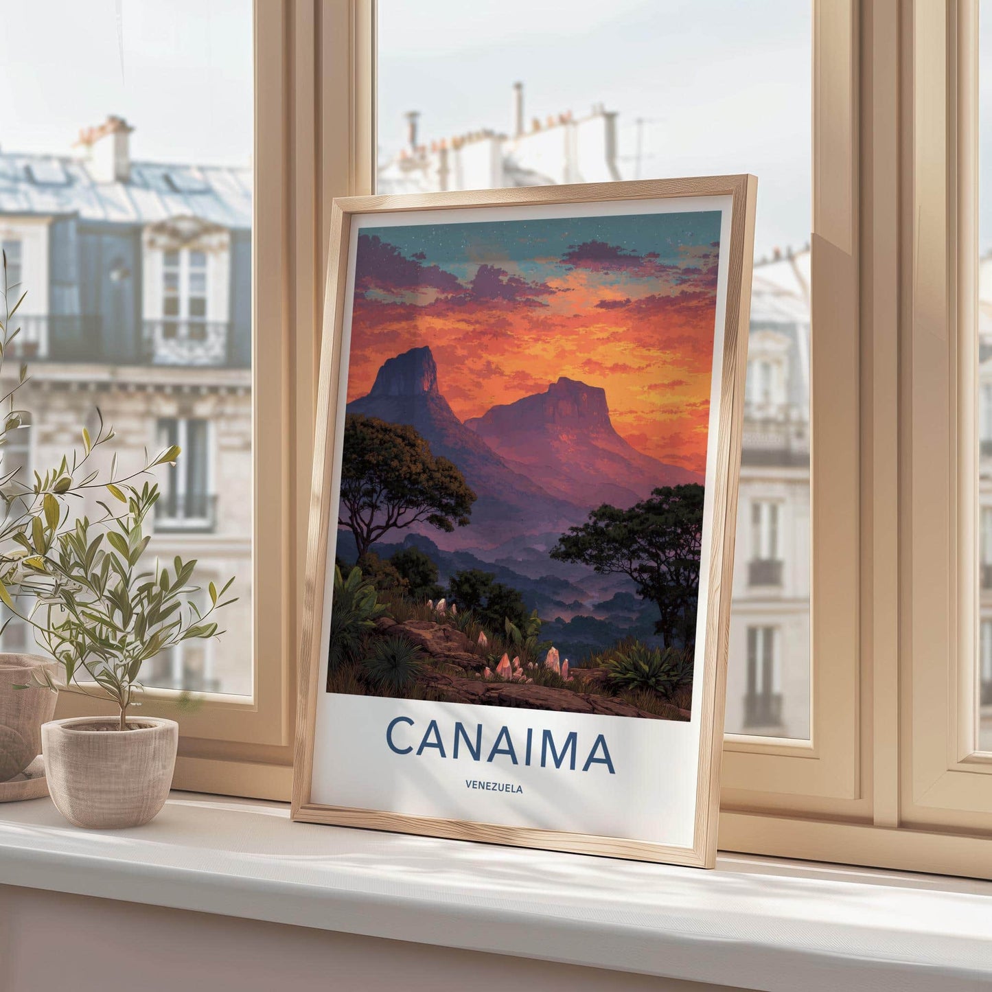 Canaima Poster - Venezuela Travel Art - Vibrant Tepui Sunset Wall Decor