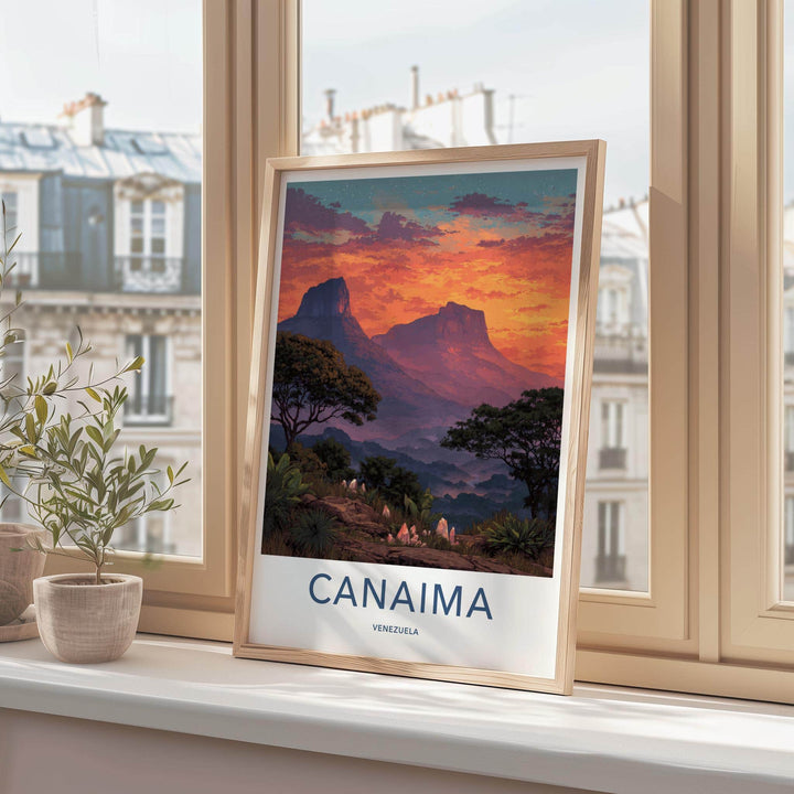Canaima Poster - Venezuela Travel Art - Vibrant Tepui Sunset Wall Decor