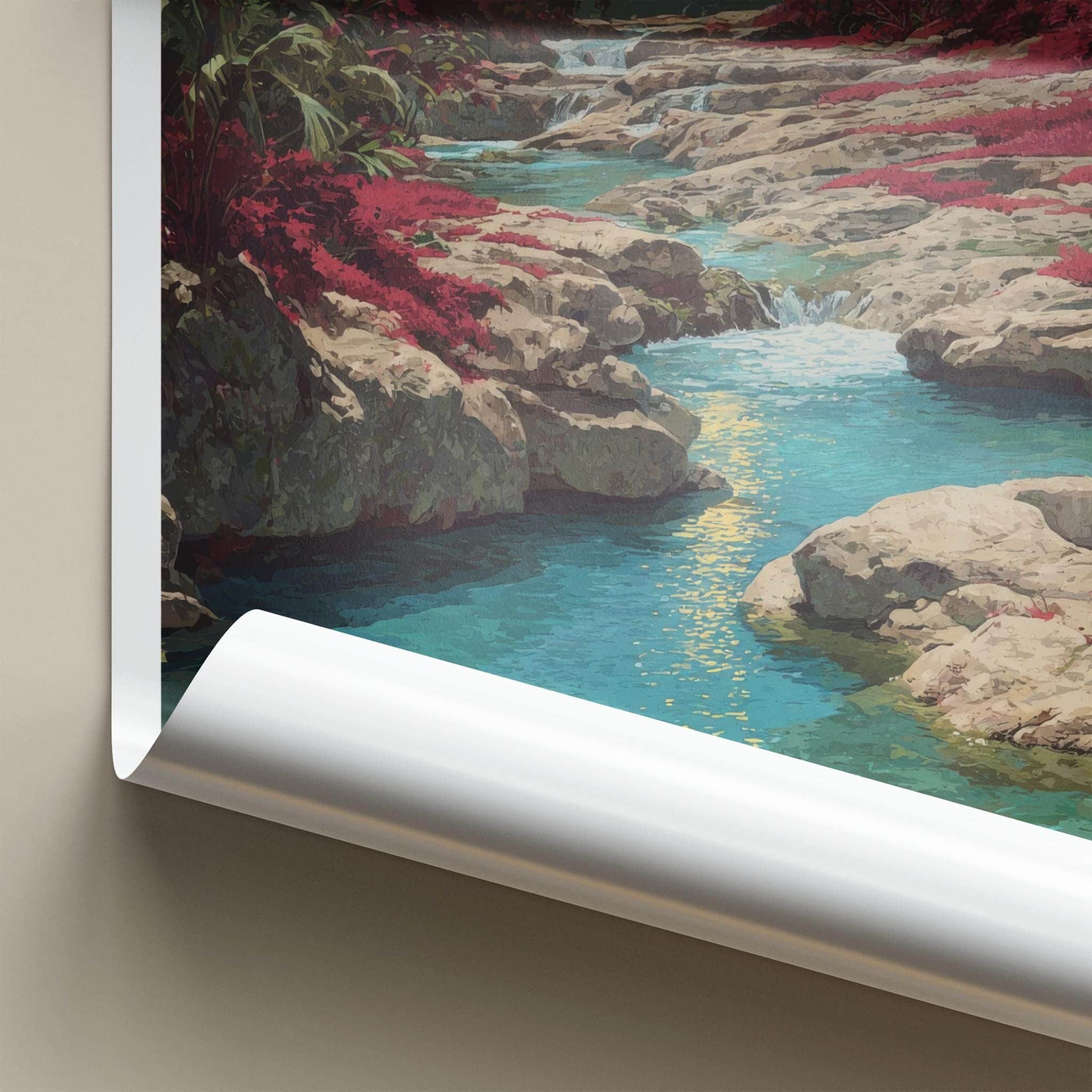 Cano Cristales Poster - Colombia Scenic Art - Vibrant river cascades Wall Decor