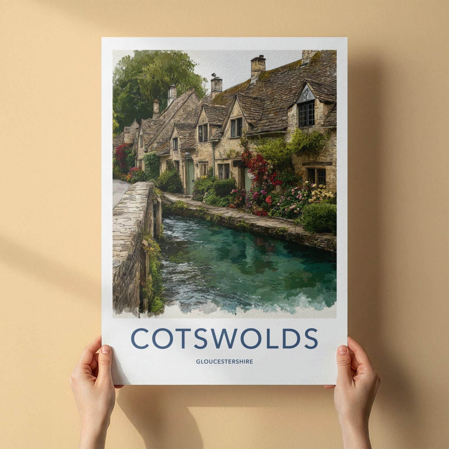 Cotswolds Poster - United Kingdom Travel Art - Quaint Stone Home Decor