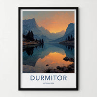 Durmitor National Park Poster - Montenegro Travel Art - Mountain Lake Sunset Home Decor