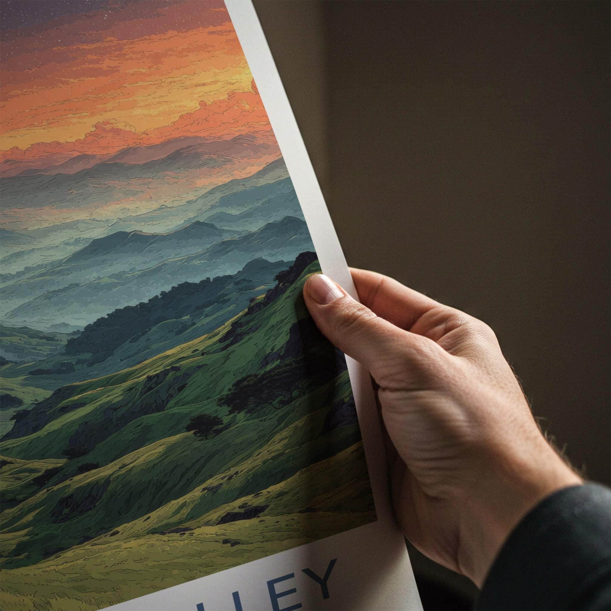 Dzukou Valley Poster - India Travel Art - Nagaland Vibrant Misty Peaks Wall Decor