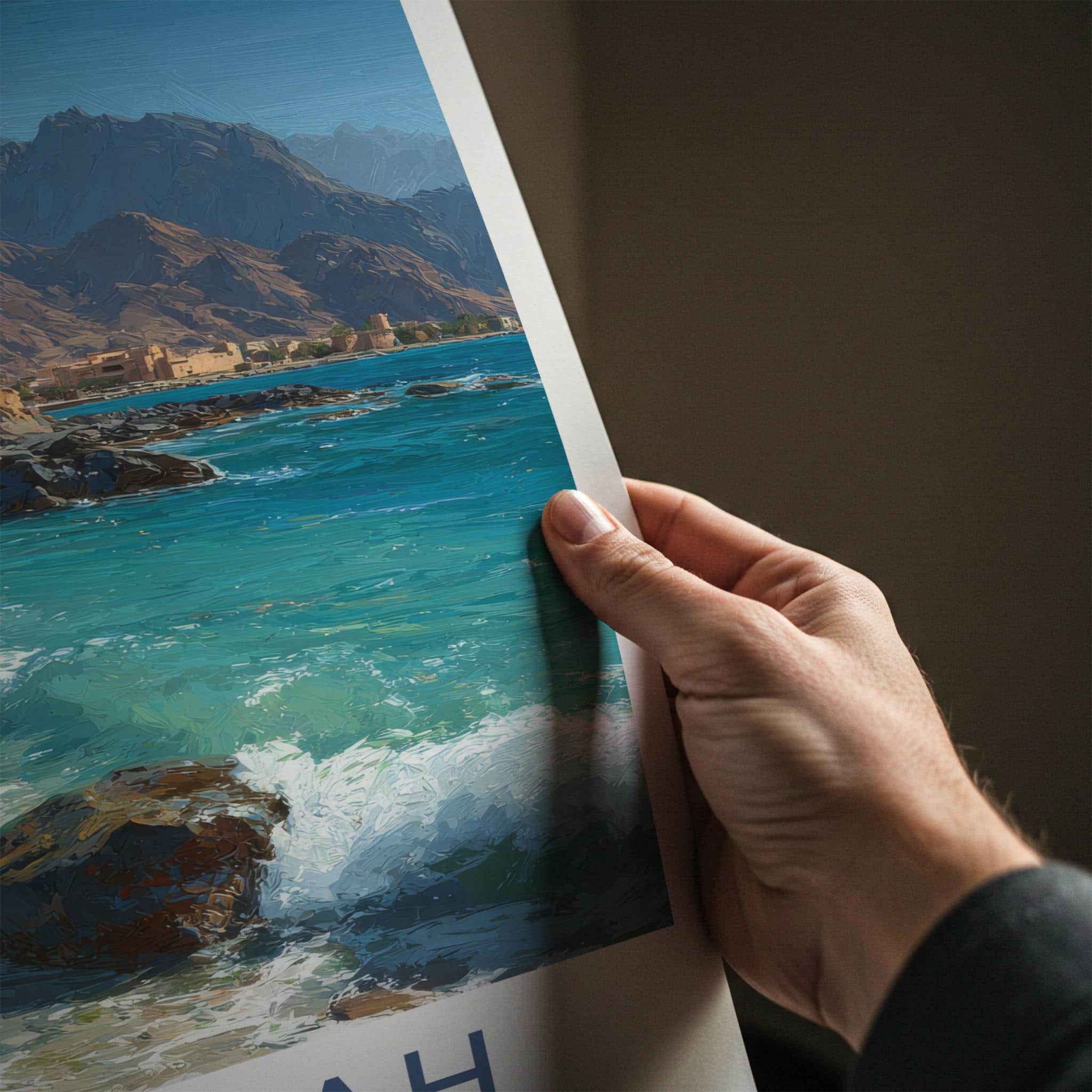 Fujairah Poster - United Arab Emirates Art Print - Coastal Fort Waves Wall Decor