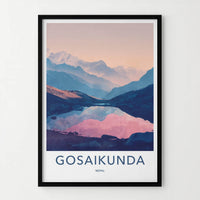 Gosaikunda Poster - Nepal Travel Art - Serene Mountain Lake Wall Decor