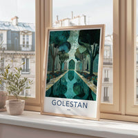 Golestan Poster - Iran Framed Print - Reflecting Pool Garden Lounge Decor