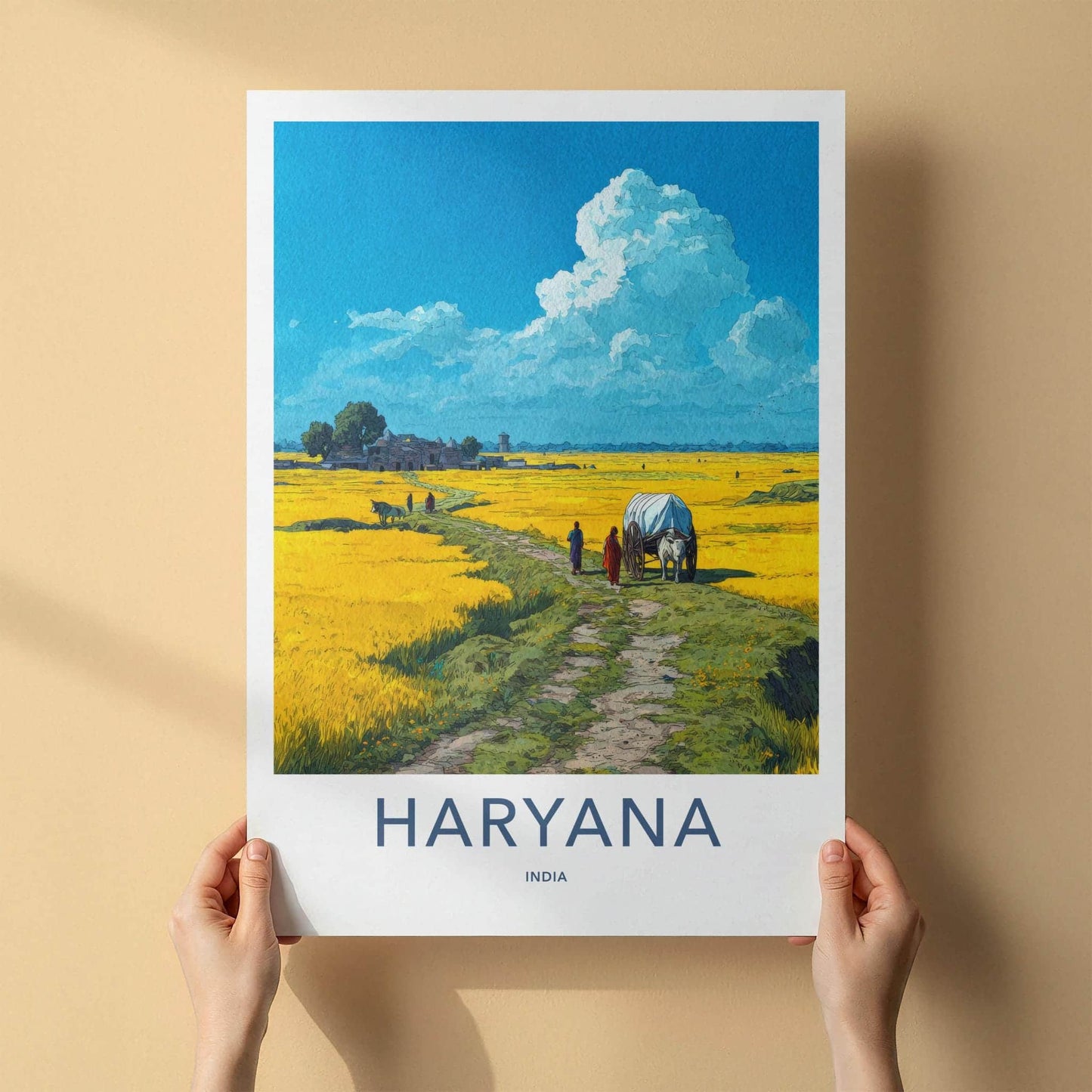 Haryana Poster - India Travel Art - Haryana Rural Pathway Scene Wall Decor
