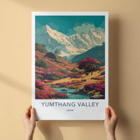 Yumthang Valley Poster - India Travel Art - Sikkim Vibrant Mountain Landscape Home Decor