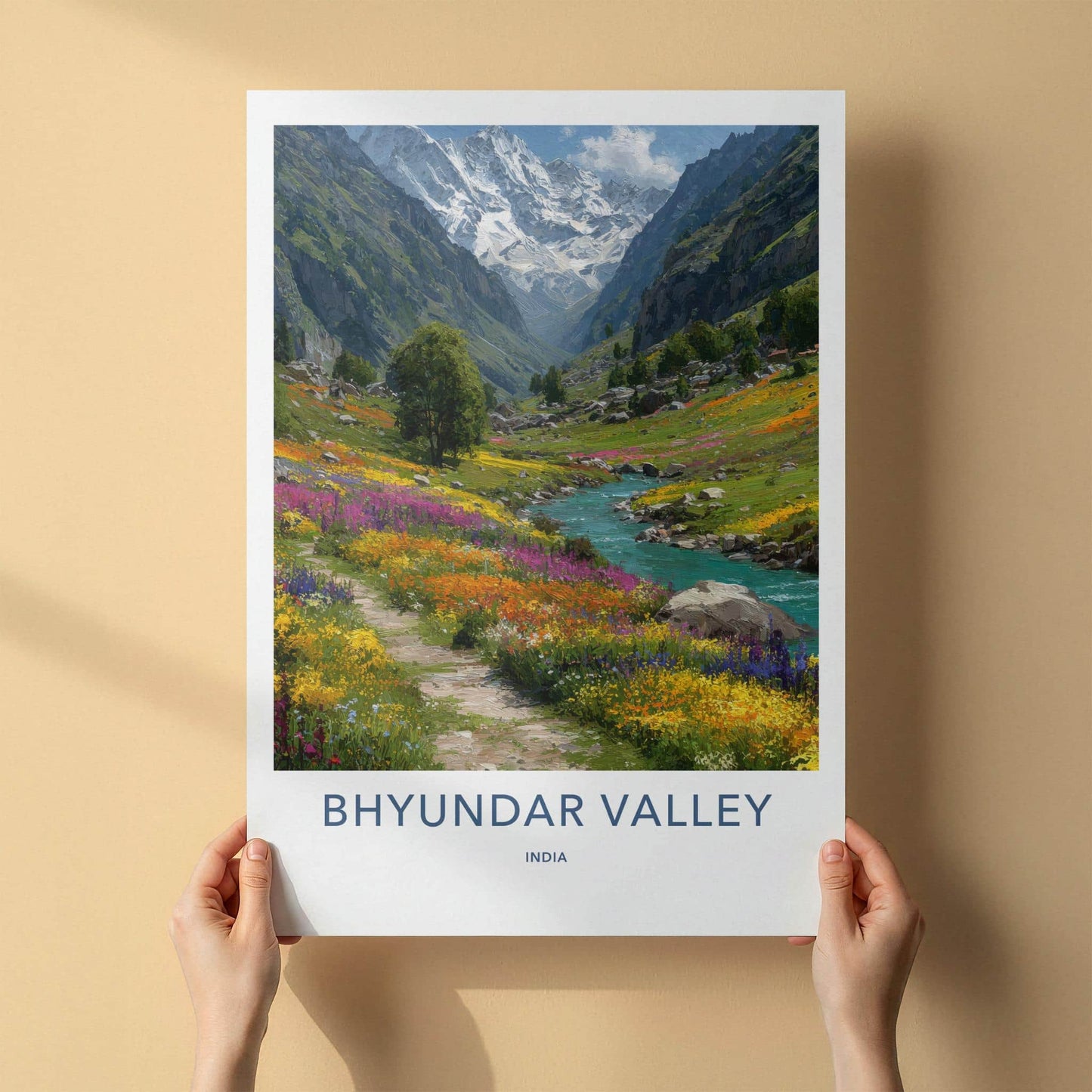 Bhyundar Valley Poster - India Travel Art - Uttarakhand Alpine Valley Home Decor