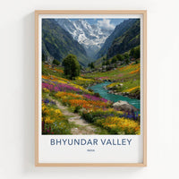 Bhyundar Valley Poster - India Travel Art - Uttarakhand Alpine Valley Home Decor