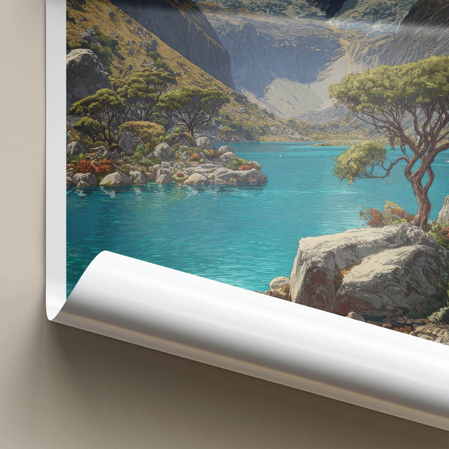 Huandoy Poster - Peru Travel Art - Snowy Mountain Turquoise Lake Home Decor