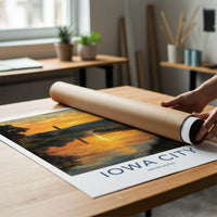 Iowa City Poster - Iowa Wall Art - Golden River Sunset Home Decor