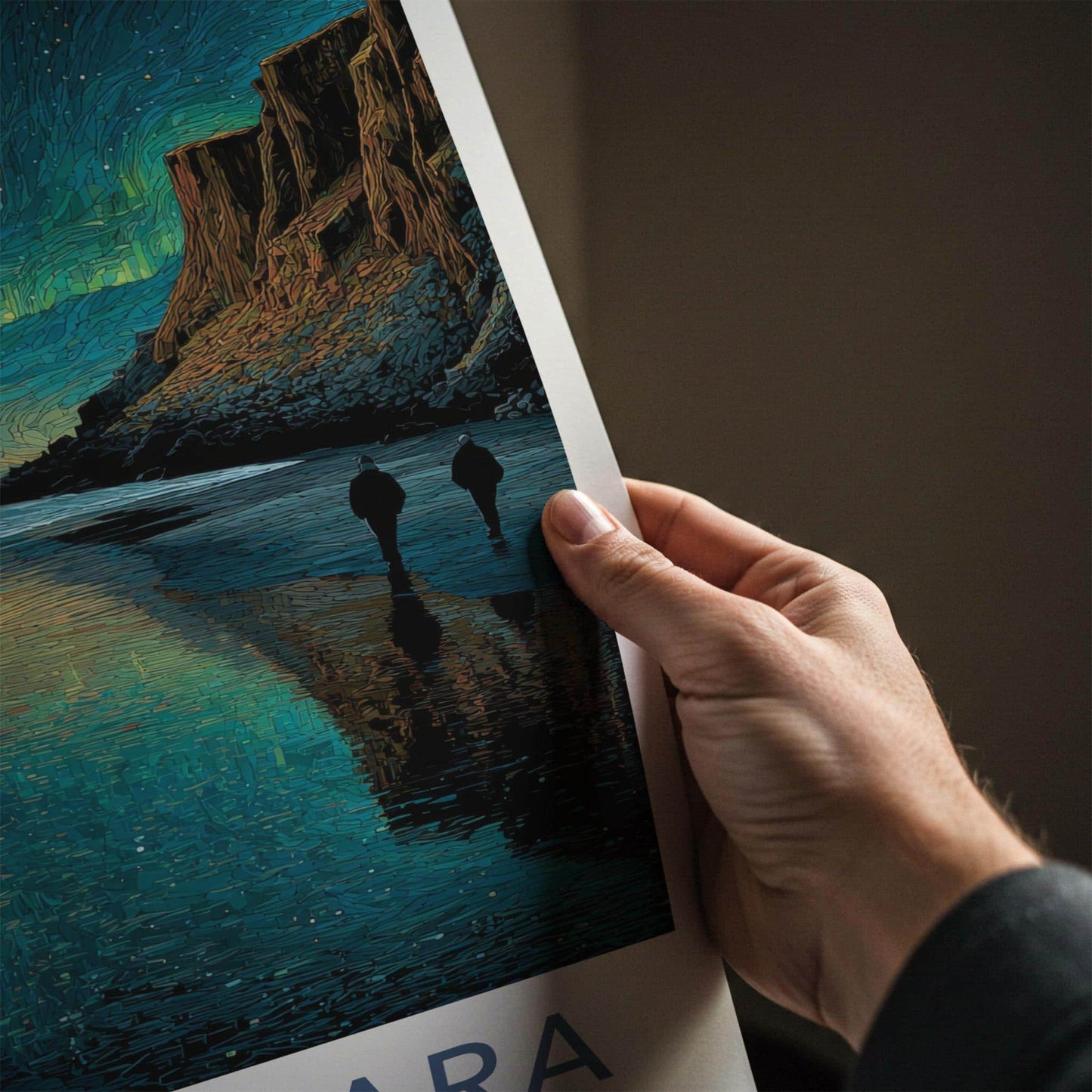Reynisfjara Poster - Iceland Travel Art - Vibrant Aurora Beach Home Decor