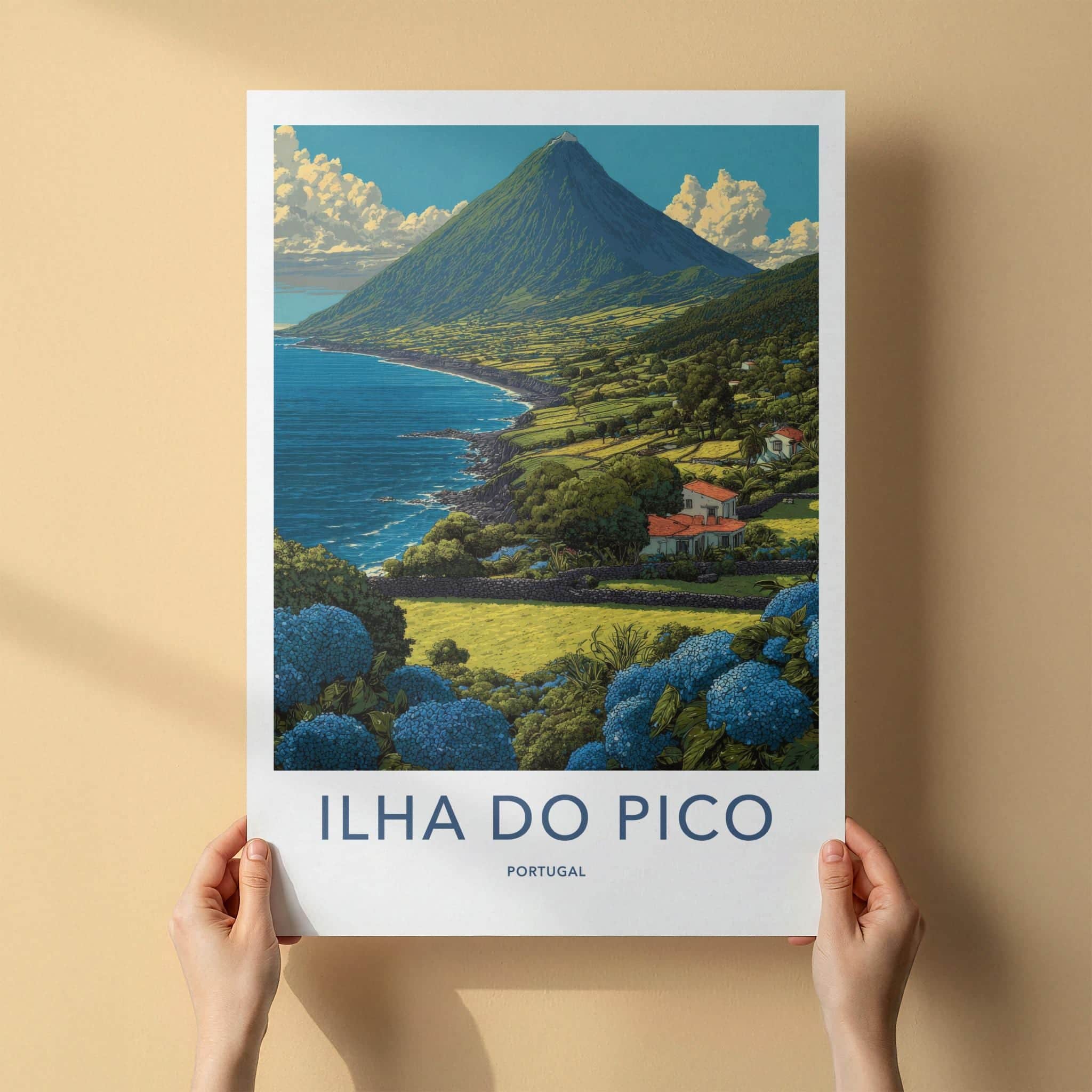 Ilha Do Pico Poster - Portugal Travel Art - Volcanic Coastal View Home Decor