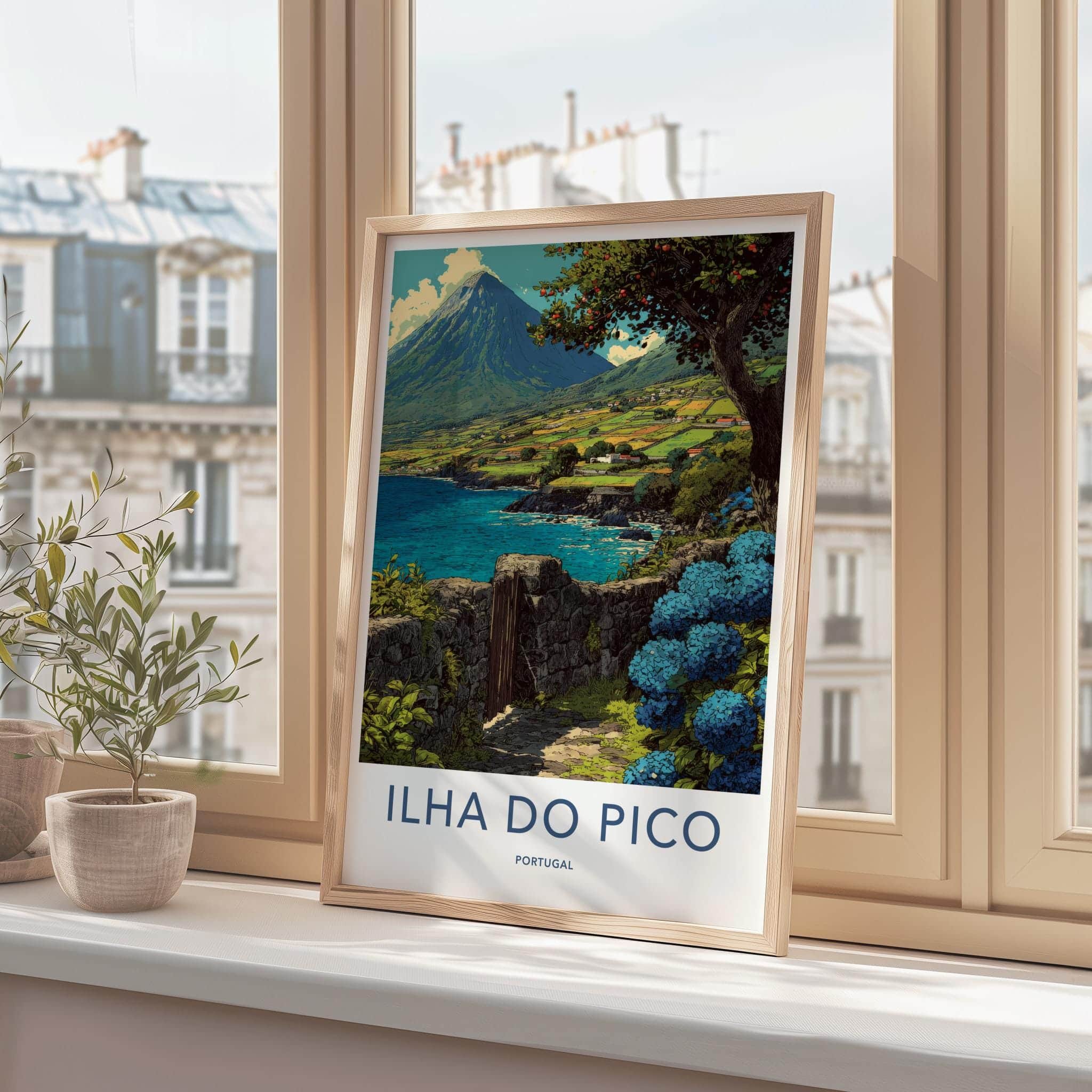 Ilha Do Pico Poster - Portugal Travel Art - Volcanic Island Coast Home Decor