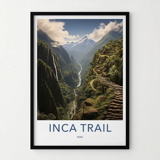 Inca Trail Poster - Peru Framed Print - Lush Mountain Path Framed Decor