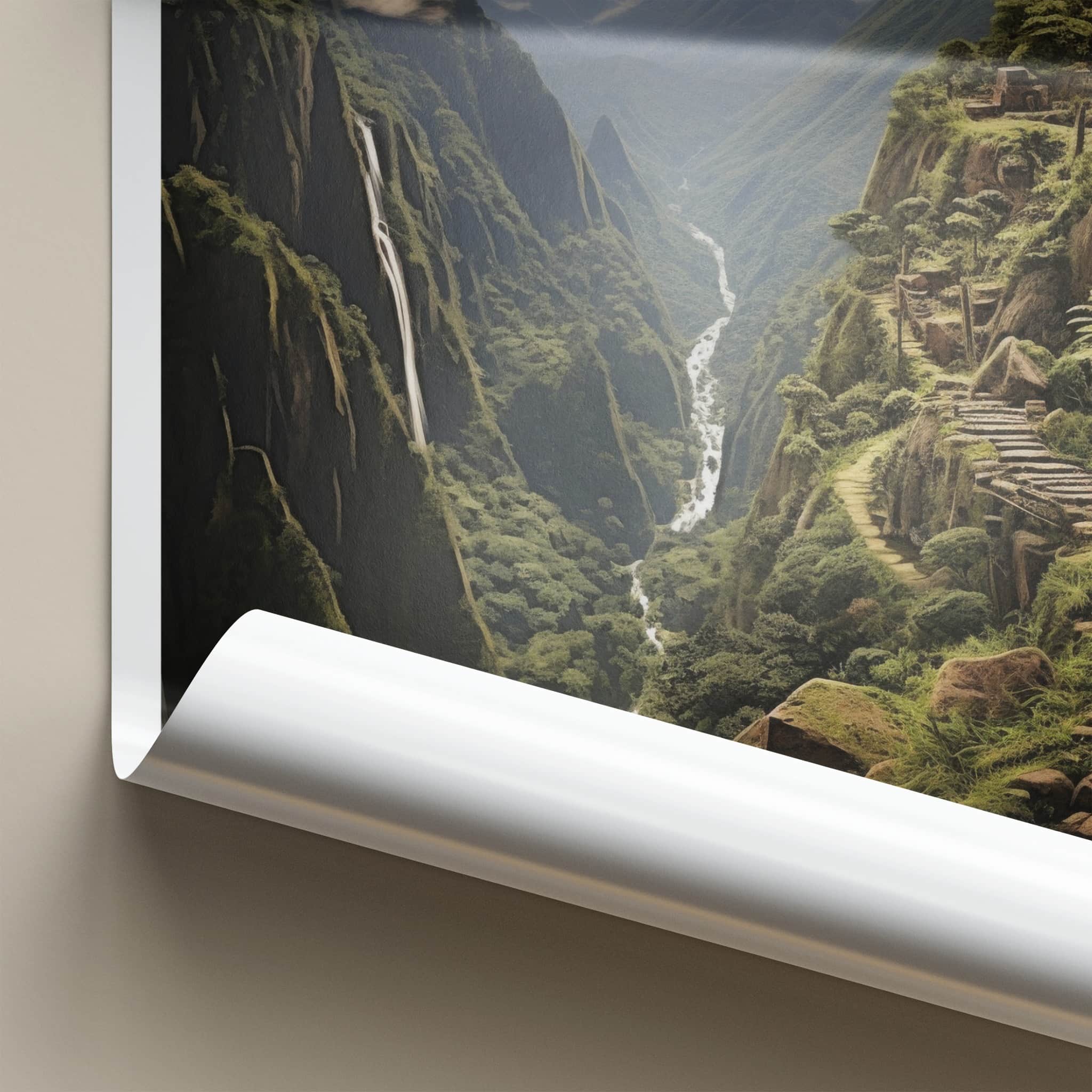 Inca Trail Poster - Peru Framed Print - Lush Mountain Path Framed Decor