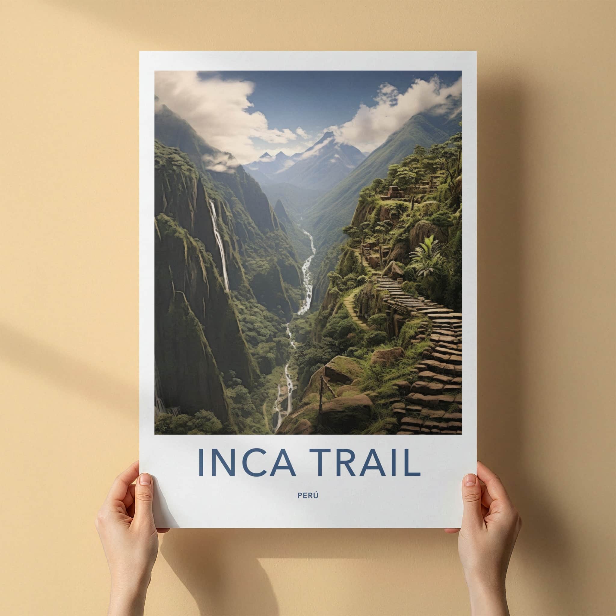 Inca Trail Poster - Peru Framed Print - Lush Mountain Path Framed Decor